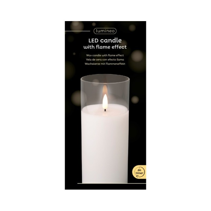CANDELA IN VETRO LED BIANCO H.17.5 D.7.5